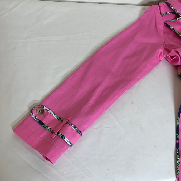 Lilly Pulitzer Ally NEW?  Belted Trench Coat Barbie Pink Color Barbiecore Size 4 - Picture 10 of 16
